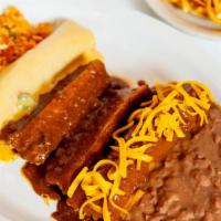 El Fenix Dinner · One cheese enchilada with chili con carne, one cheese enchilada with chile con queso, one pi...