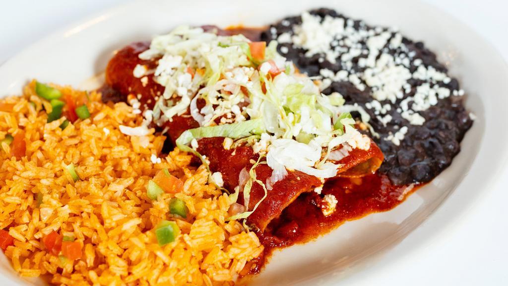 Enchiladas For 4 · (8 enchiladas total), served with salsa, refried beans, rice, guacamole, queso and chips total), served with salsa, refried beans, rice, guacamole, queso and chips