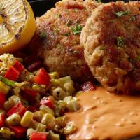 Chesapeake Bay Crab Cakes · our signature recipe with wild-caught crab meat (roasted red pepper or lemon zested tartar s...