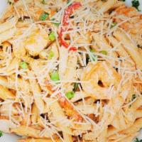 Rattlesnake Pasta · chicken, shrimp, pasta, parmesan cream sauce, red + green pepper, scallion, parmesan, garlic...