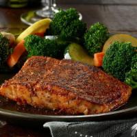 Atlantic Salmon · fresh salmon, cajun spice or lightly seasoned, power grain rice, house salad (traditional, c...