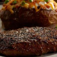 Flat-Iron Steak* · 8 oz. USDA certified angus beef®, house salad (traditional, caesar or summer), any side