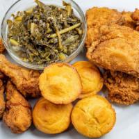 12 Pc Family Meal · 12 pieces mixed or dark, 2 large sides, choice of cornbread or rolls.