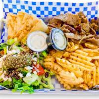 Gyro Platter · Served with 1 side and a greek salad.
