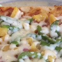 Hawaiian · Canadian bacon, pineapple and bell peppers.