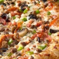 Sticky Fingers (X-Large) · Our most Popular Pizza. Comes with mozzarella, pepperoni, ham, italian sausage, beef, mushro...