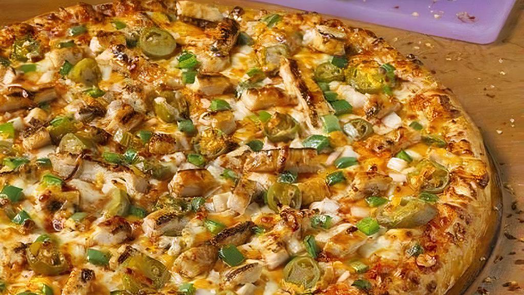 Cheddar Fajita Chicken (Small) · For our true Chicken Lovers. Comes with mozzarella and cheddar cheeses, extra pieces of fajita chicken breast, jalapenos, onions, and green peppers. Cal 100 - 658