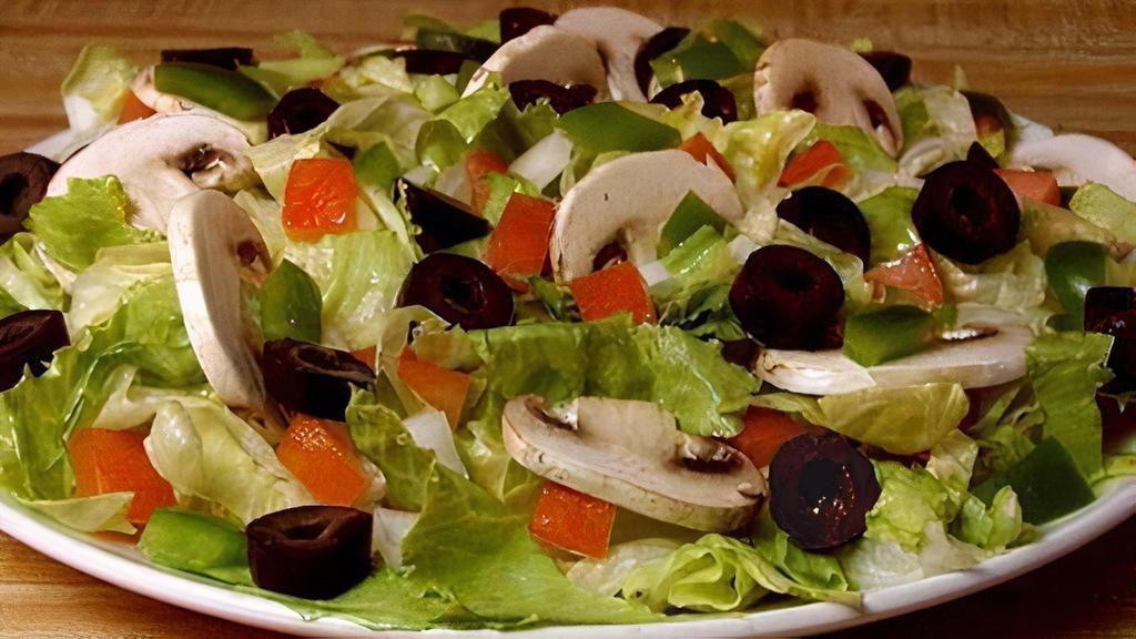 Mrjim'S Garden Salad (Full) · Comes with fresh lettuce or spinach, tomato, onion, green pepper, mushroom, and black olive. Served with choice of dressing.