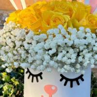 Bunny Box · Bunny box with 15-20 yellow rose stems & baby breath flowers.
