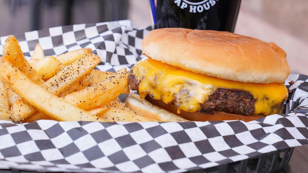 Cheese Burger · 1/2 pound burger on a toasted bun. Add your choice of American or pepper jack cheese. Includes house seasoned fries.