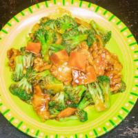 Chicken With Broccoli · 301 calories. Chicken breast stir-fried with fresh broccoli in a delicate sauce.