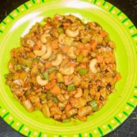 Cashew Chicken · 363 calories. Diced chicken sautéed with water chestnuts, celery, and cashew nuts.