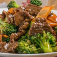 Hunan Beef · 350 calories. Hot and spicy. Beef tenderloin sautéed with Chinese vegetables in spicy specia...