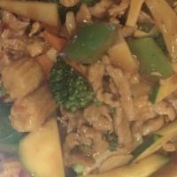 Hunan Pork · Spicy. Chinese vegetables prepared with hot and spicy strips of pork. Served with homemade e...
