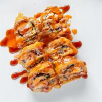 Longhorn Roll (1) · Tempura spicy tuna, cream cheese, jalapeno spicy mayo eel sauce.