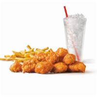 Buffalo Sauced Jumbo Popcorn Chicken Combo · Comes with a drink and tots