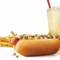 All- American Dog · Comes with a drink and tots