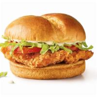 Classic Crispy Chicken Sandwich · Lettuce,Pickles, Tomato, Onions,
choice of condiment.