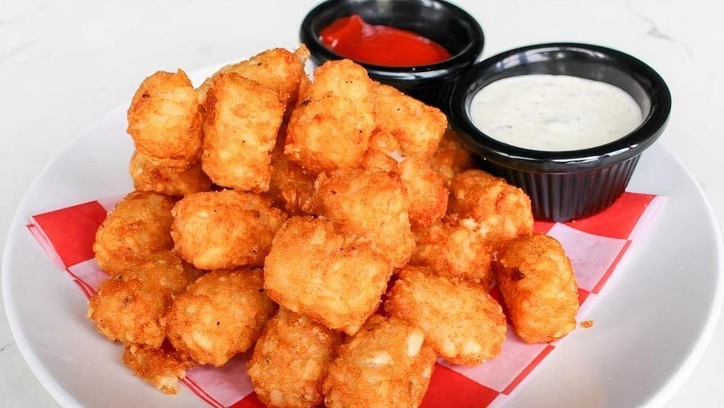Crispy Tater Tots. · Served with peppercorn ranch or Sriracha dipping sauce.