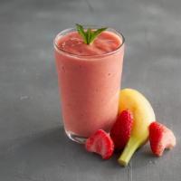 Strawberry Blendana, Regular · 16oz. strawberries, banana, apple juice and agave syrup.