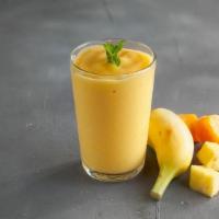 Sun Kiss, Large · 24oz. mango, banana, pineapple, apple juice, and agave syrup.
