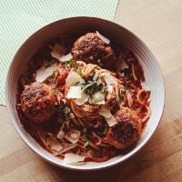 Mama'S Spaghetti & Meatballs · Ain’t no one upsetti when you order spaghetti! Homemade meatballs tossed in marinara, on top...