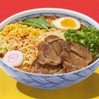 Spicy Miso Pork Ramen · Spicy miso broth with noodles and sliced pork, half seasoned egg, bamboo shoot, corn, onion,...