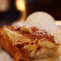 Warm Bread Pudding · Our signature dessert, made with a Maple-Bourbon Butter Sauce, 
Served with Vanilla Ice Cream
