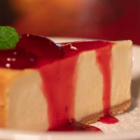 New York Style Cheesecake · Served with Fresh Strawberries
Choose:
Plain
With Strawberry Sauce
With Chocolate Sauce