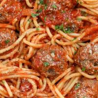 Spaghetti With Meatballs · Meatballs Made with Beef, Italian Sausage and Parmesan served with Marinara Sauce and Spaghe...