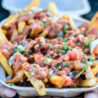 Loaded Papas- Southwest Style · Signature Papas Smothered in Credo Queso and Topped w/ Pico, and Chipotle Ranch