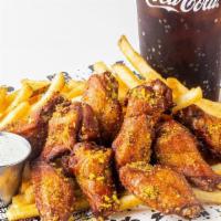 Wings 10 Combo · Ten 12-hour Shiner Bock brined wings tossed in your choice of two signature sauces or dry ru...