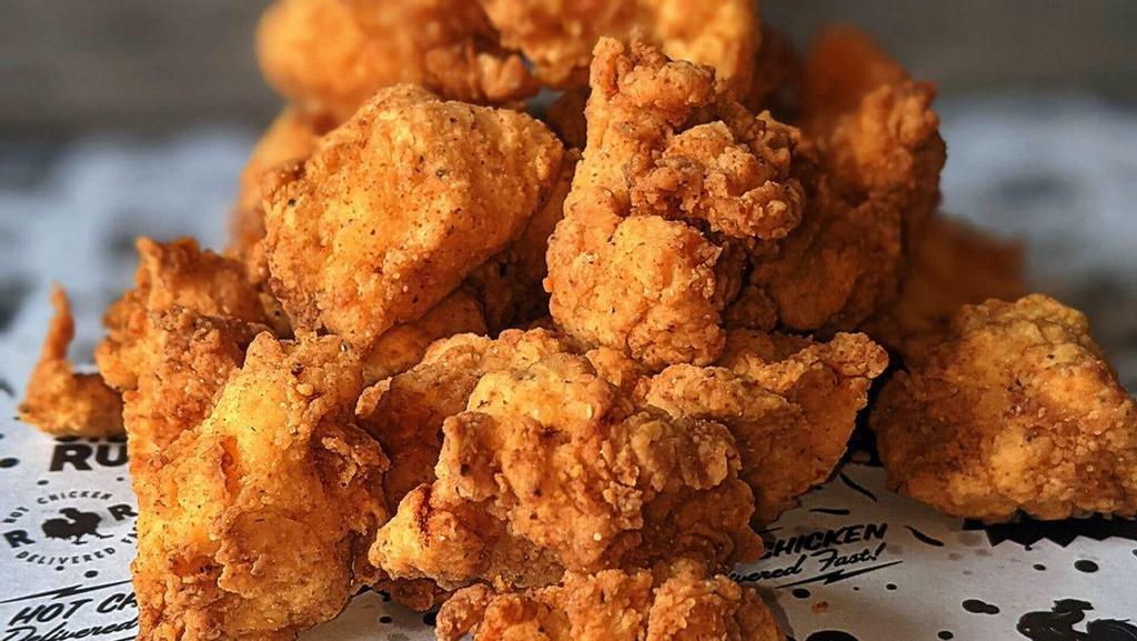 Texas-Sized Tender Bites · Hand cut & hand-breaded tender boneless bites served with choice of signature sauce.