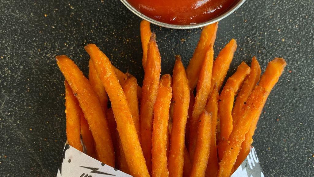 Sweet Potato Fries · Cut, seasoned, and served to order.