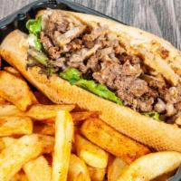 Picanha Sandwich · A Brazilian version of the cheesesteak topped with homemade spicy mayo, cheese, and lettuce....