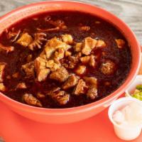 Large Menudo · Mexican style beef tripe soup. 32 oz.
Served with 4 tortillas.