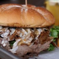 Roast Beef Sandwich · House-made roast beef,doused in beef au jus. Served on a toasted kaiser bun with house-made ...