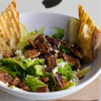 The Blue · Mixed Greens, Candied Pecans, Granny Smith Apples, Blue Cheese Crumbles & Cranberries served...