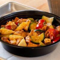 Chicken Bowl · Chicken fajita, grilled red bell pepper, green bell pepper, tomatoes, and zucchini with dice...