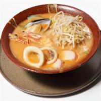 Nagasaki Seafood Ramen · Noodles soup with seafood and vegetables.