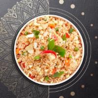 Behind The Basil Rice · Stir fried rice with egg, basil, bell pepper, onion, carrot, bamboo shoot and string bean. S...