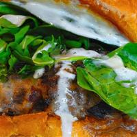 Ranch House · House-ground beef patty, bacon & onion marmalade, arugula, spinach, white cheddar, ranch may...