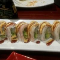 Shaggy Dog Roll · Cooked. Shrimp tempura, avocado, top with Japanese high quality crab stick, eel sauce, spicy...
