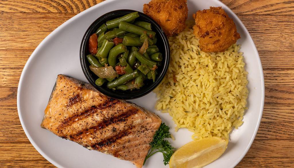 Grilled Salmon · 8oz. Salmon filet prepared grilled or blackened.