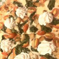 12In Sorrento Pizza · Mozzarella, Ricotta Cheese, Sauteed Spinach, Cherry Tomatos, & Roasted Garlic With No Marina...