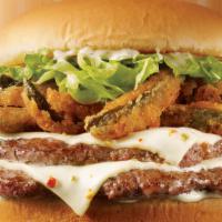 Jalito Ranch Beltbuster® · Two 1/4 lb. grilled beef patties topped with jalapeño ranch, lettuce, Jalitos (fried jalapeñ...