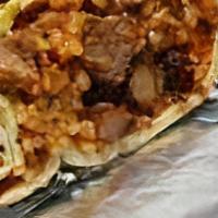 Steak Burrito · Grilled Onion, Grilled Bell Pepper, Jalapeno, Provolone Cheese