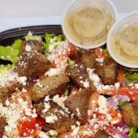 Greek Salad · Lettuce, Onion, Tomatoes, Feta Cheese, Balsamic Vinaigrette, Gyro. Greek Dressing.