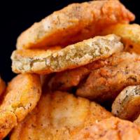 Fried Pickles · Hand-battered, served with a side of ranch.