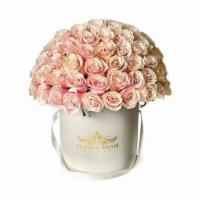 Pink Mondial Roses In A Box · Pink mondial roses with their pastel shades and an amazing shine symbolize elegance and sere...